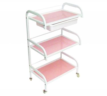3-Shelf Salon Trolley/Cart | Clear Glass Shelf - Available in Clear & Pink - CM Nails & Beauty Supply