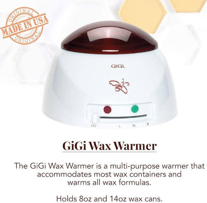 GiGi Single Wax Warmer 14 oz with temperature control knob and indicator light, melts all types of wax