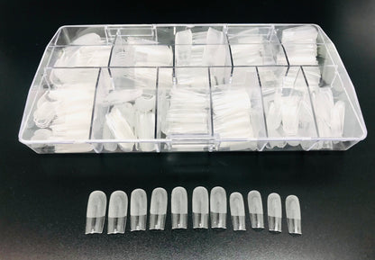 Press On Gel Tip | Box of 500 Tips | Clear Oval | Clear Stiletto | Clear Square | Frosty Square | - CM Nails & Beauty Supply
