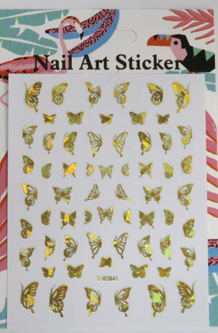 Butterfly Nail Art Stickers Waterproof Gold(3841)