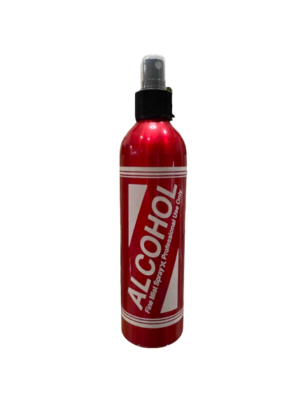 "Alcohol" Labelled Aluminum Bottle with Mist Sprayer | 8.3 fl oz (250ml)