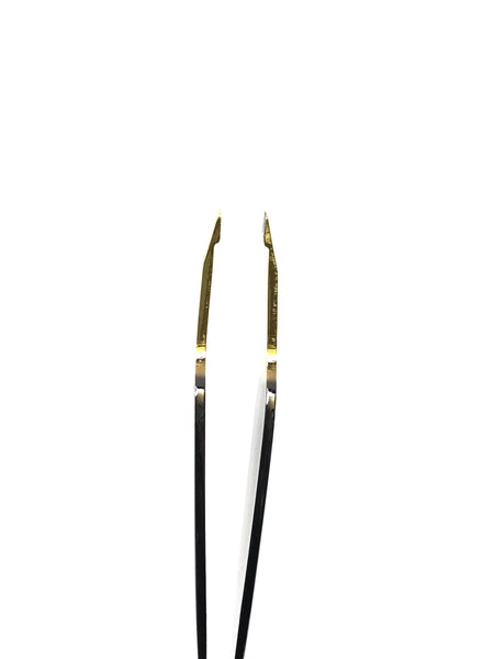 MBI-414 Eyebrow tweezer slanted Gold tip with titanium finished handle Size 3.5″