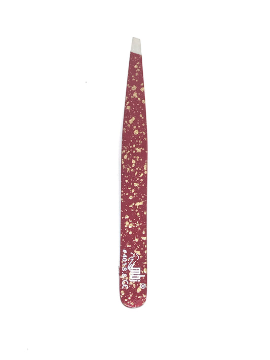 MBI-401 Speckled Colored Eyebrow Tweezers Slanted Size 4″ - CM Nails & Beauty Supply