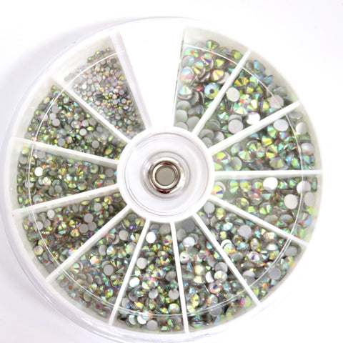 Crystal AB Nail Art Rhinestones Glass Diamonds Charms Gems Stones Beads 3D Flatback Round