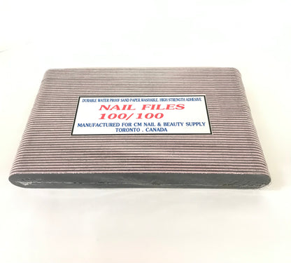 Nail File Black | White & Serrated Pink - 100/100 Grit |1 pcs | 10 Pcs | 50 Pcs | Round Face - CM Nails & Beauty Supply