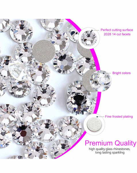 Nail Art Rhinestones Glass Diamonds Charms Gems Stones Beads 3D Flatback Round
