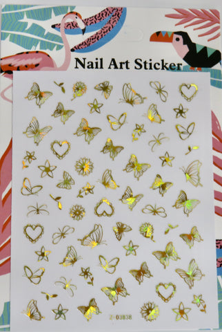 Nail Sticker Butterfly Gold |3838 |