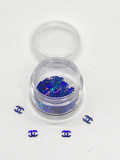 Nail Art Design - Iridescent Blue | Teal | Silver Rainbow | Chanel Gems 3D Nails - CM Nails & Beauty Supply