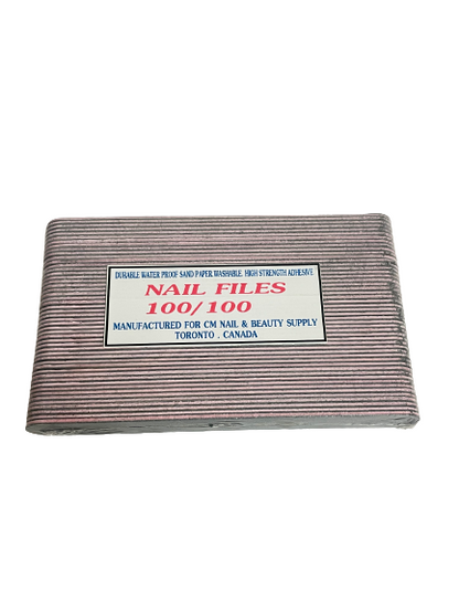 Nail File Black | White & Serrated Pink - 100/100 Grit |1 pcs | 10 Pcs | 50 Pcs | Round Face - CM Nails & Beauty Supply