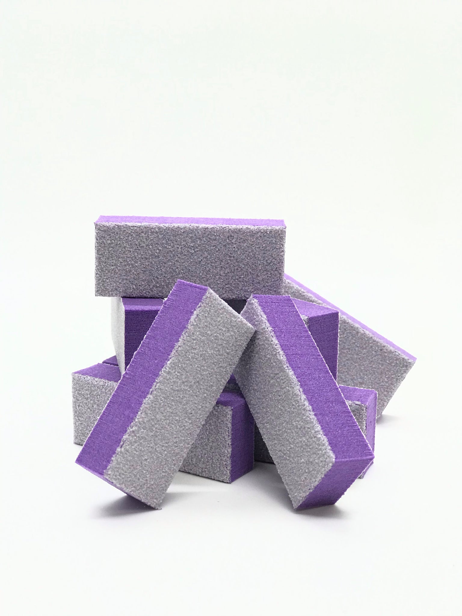 Mini Nail Buffers - 100/100 Grit | 2000 | 20 Pcs | White | Purple | Orange .