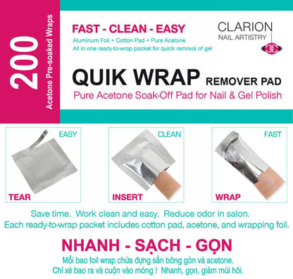 Clarion Quik Wrap | Gel Remover | Box of 200 Ct - CM Nails & Beauty Supply