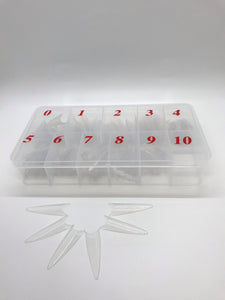 Stiletto Tip Clear | Extra Long, Straight | Box 500 Pcs