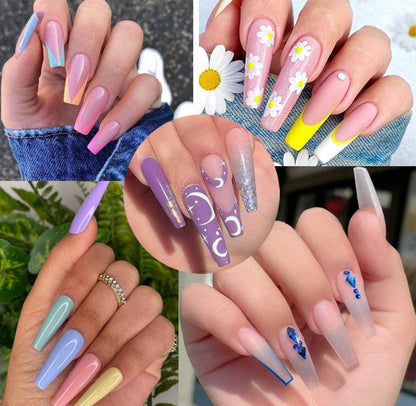 Press On Gel Tip | Box of 500 Tips | Clear Oval | Clear Stiletto | Clear Square | Frosty Square | - CM Nails & Beauty Supply