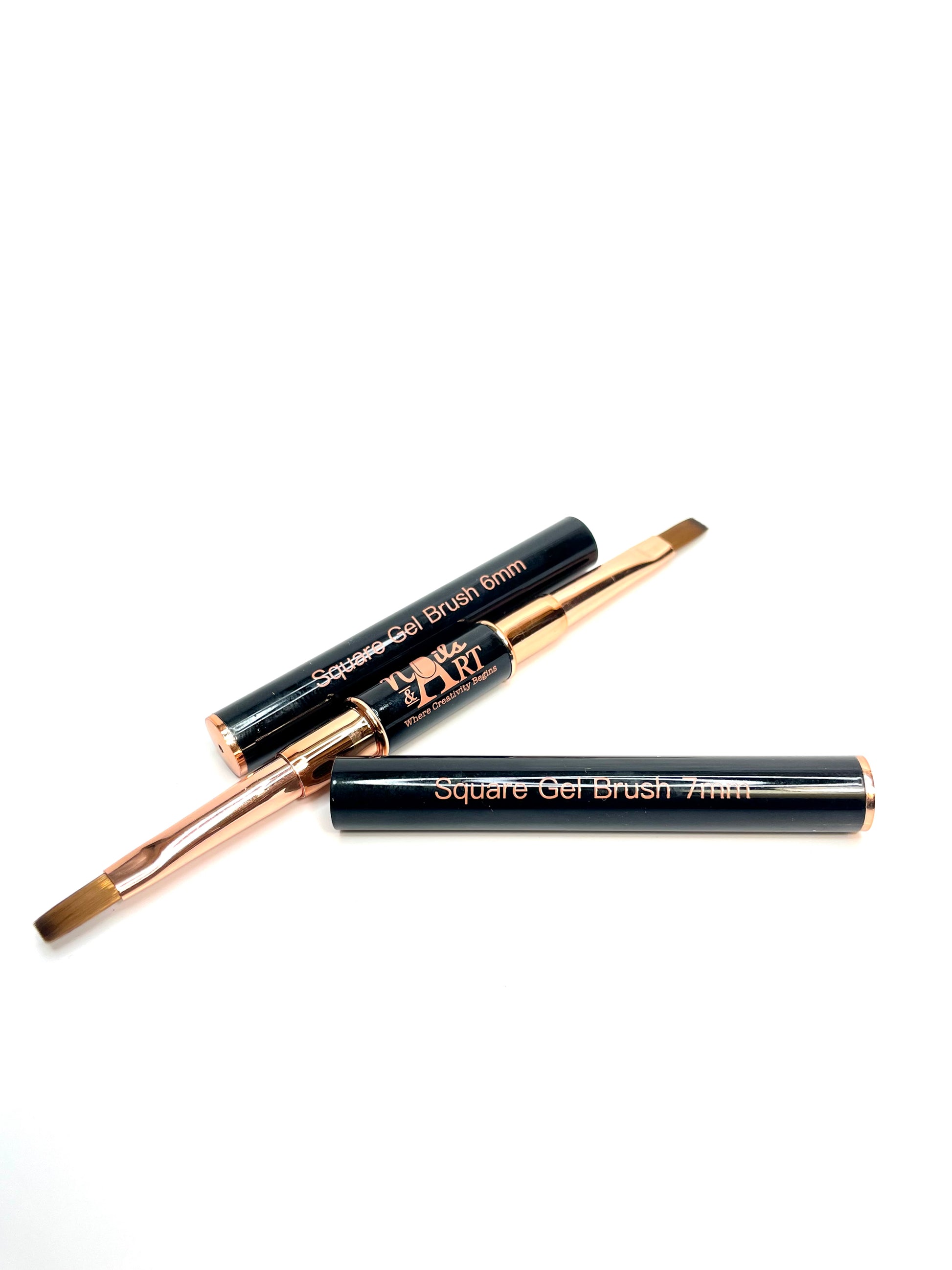 Gel Brush Square(Nail & Art Brushes) with 2 Sizes 6mm & 7mm Brushes Combo - CM Nails & Beauty Supply