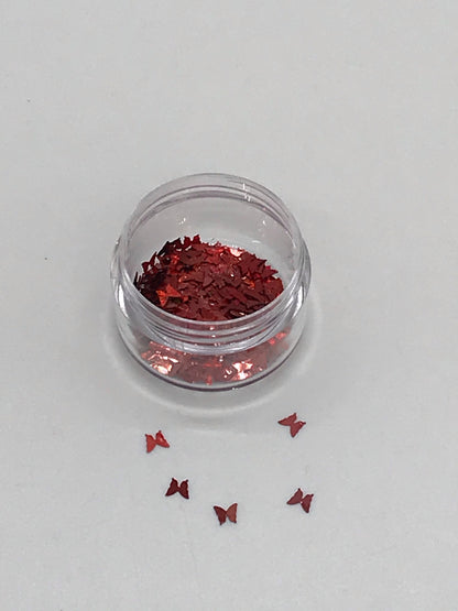 Nail Art Design - Gradient Red Butterfly Gems 3D Nails - CM Nails & Beauty Supply