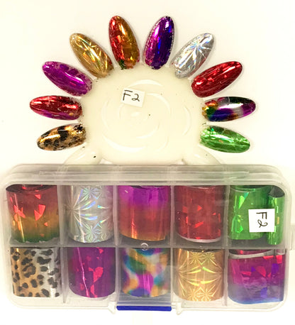 Nail Foil Transfer | F1 | F2 | F3 | 12 Different Colours | - CM Nails & Beauty Supply