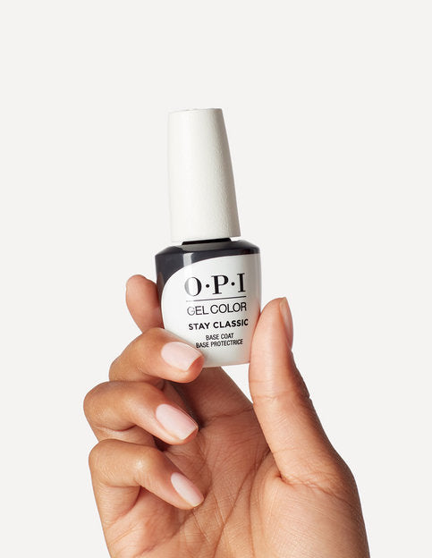 OPI GelColor Base Coat GC001 brush showing clear gel formula on applicator.