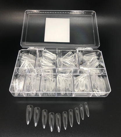 Press On Gel Tip | Box of 500 Tips | Clear Oval | Clear Stiletto | Clear Square | Frosty Square | - CM Nails & Beauty Supply