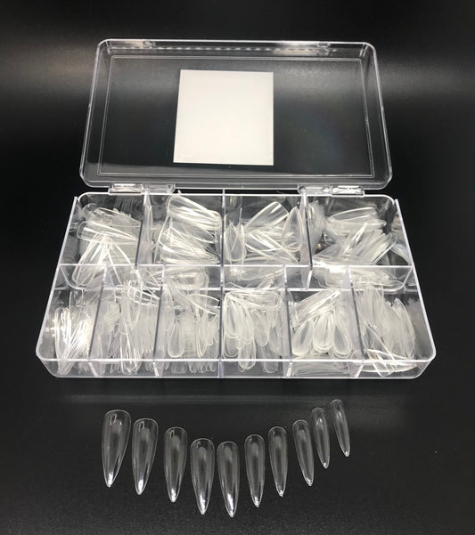 Press On Gel Tip | Box of 500 Tips | Clear Oval | Clear Stiletto | Clear Square | Frosty Square | - CM Nails & Beauty Supply