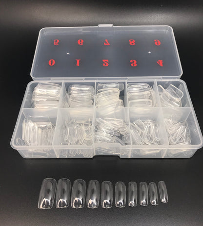 Press On Gel Tip | Box of 500 Tips | Clear Oval | Clear Stiletto | Clear Square | Frosty Square | - CM Nails & Beauty Supply