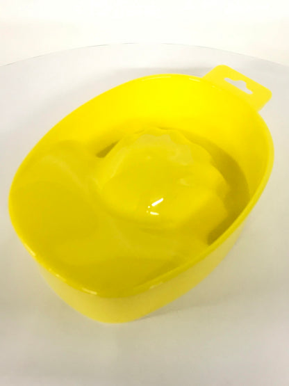 Durable plastic yellow manicure bowl designed for cuticle softening and nail art preparation – shop online at CM Nails Supply